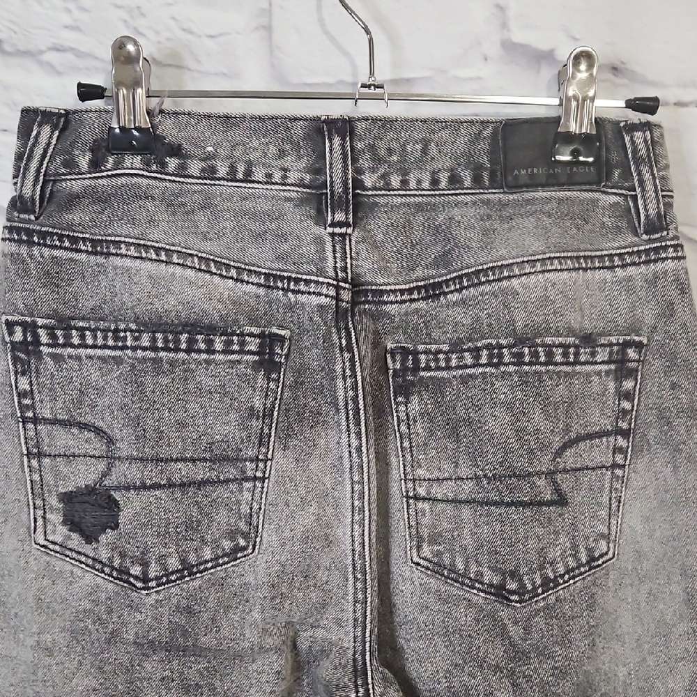 American Eagle Outfitters Mom Jean Gray Ripped Skinny Jeans - Picture 6 of 8